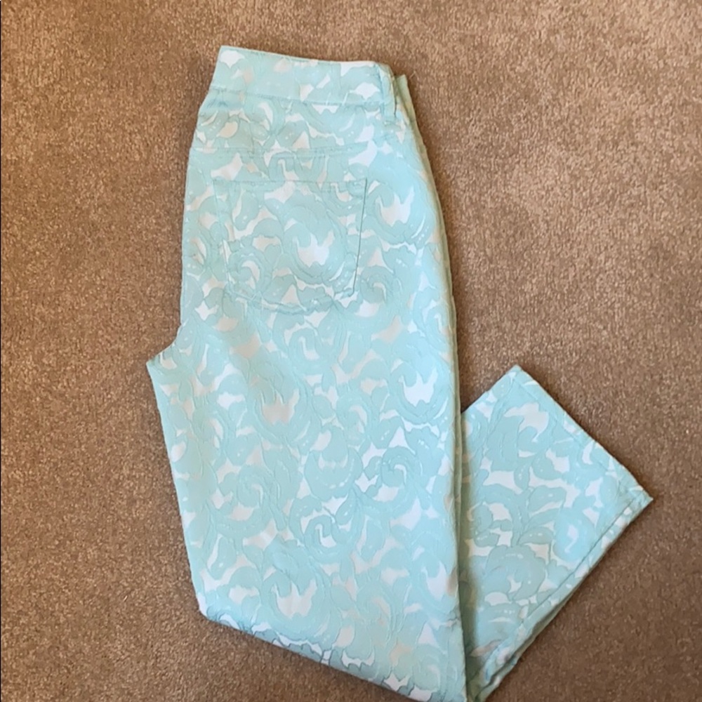 🌟 EUC Jennifer Lopez Blue Paisley Crops Sz 0 🌟